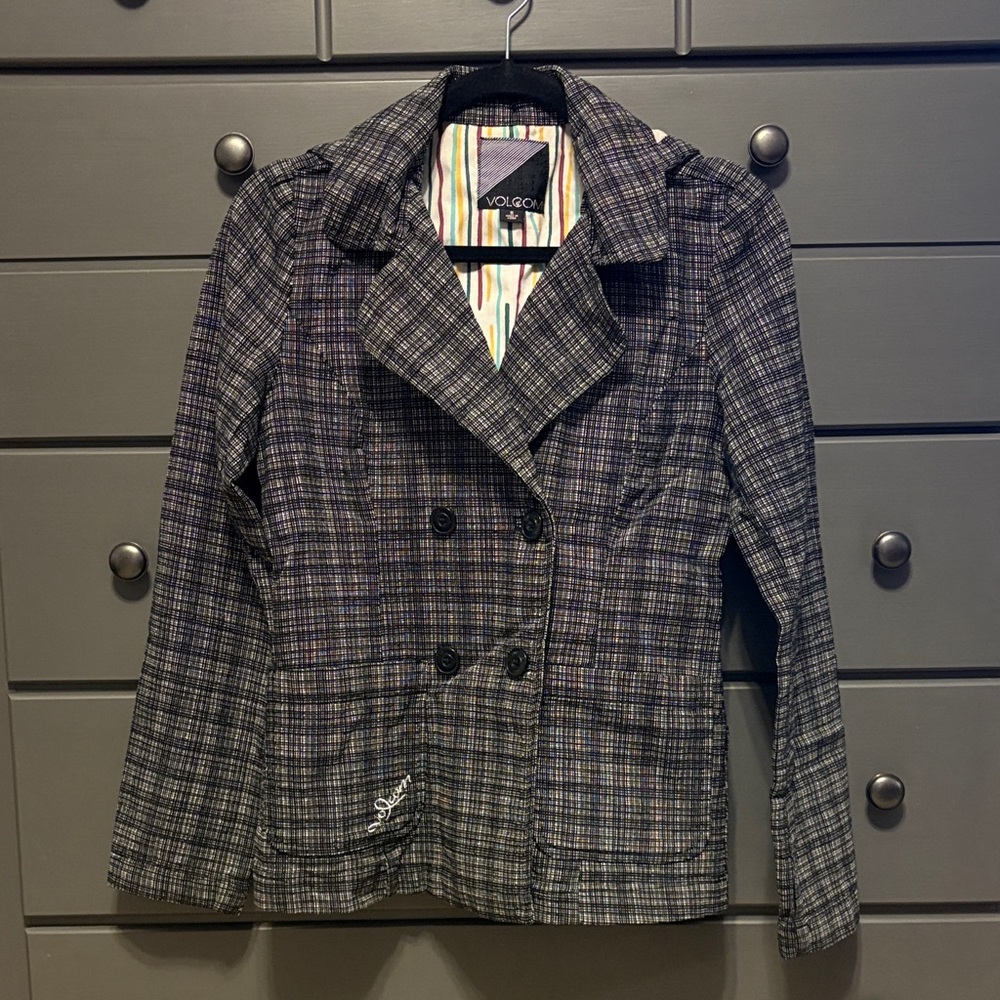 Volcom Women's Checkered Blazer - Black and White